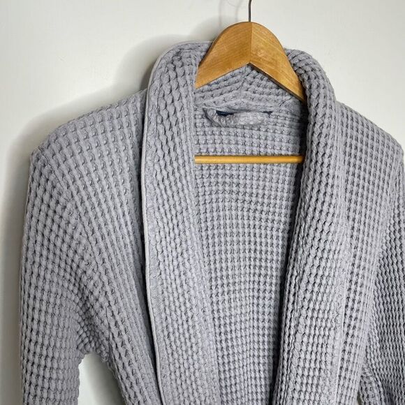 Brooklinen Gray Waffle Robe Turkish Cotton Bath Wrap Grey Size Xs / S Small - Picture 4 of 9
